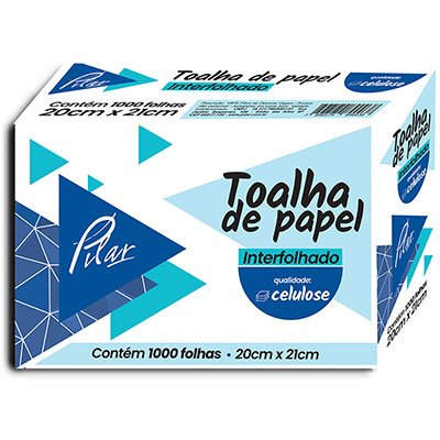 Papel toalha interfolha celulose 20x21 com 1000 folhas Pilar Papeis - PT 1 UN