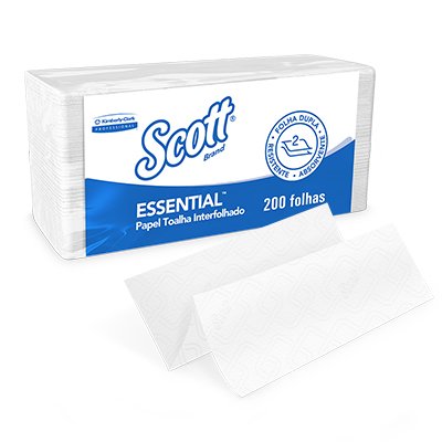 Papel toalha interfolha 21,5x22,2, 2 dobras, Scott Essential - PT 200 FL