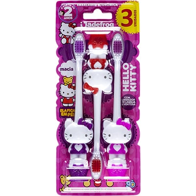 Escova dental Hello Kitty com ventosa 343 31509 Jade Importacao e Ex PT 3 UN