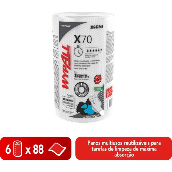 Pano de limpeza x70 regular, Rolo com 88 panos, 30242846, Mmc Brasil - RL 1 UN