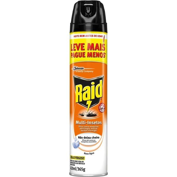 Raid Inseticida Aerossol Multi Insetos 420ml/365g, 6514, Johnson - 1 UN