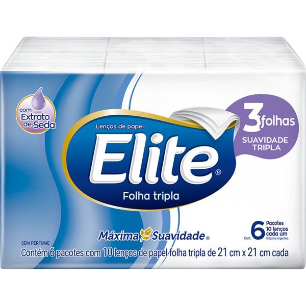 Lenço papel elite, com 6 pacotes, folhas triplas, 205238, Softys - PT 6 UN