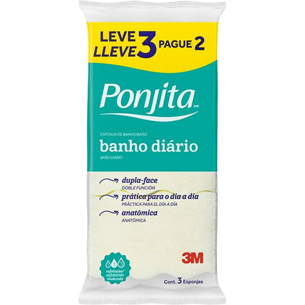 Esponja de banho Ponjita Lv3Pg2 H000227170 3M PT 3 UN