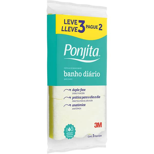 Esponja de banho Ponjita Lv3Pg2 H000227170 3M PT 3 UN