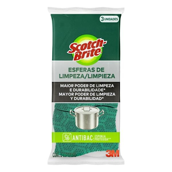 Esponja de limpeza esfera, Scotch-Brite, Antibac, HB00472378, 3M - PT 3 UN