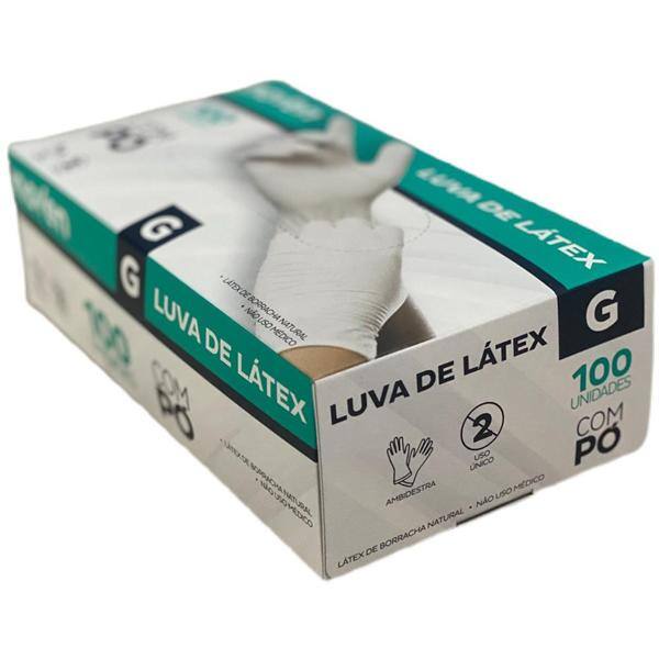 Luva látex descartável com pó G Inoven Comercio Inte CX 100 UN