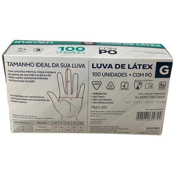 Luva látex descartável com pó G Inoven Comercio Inte CX 100 UN