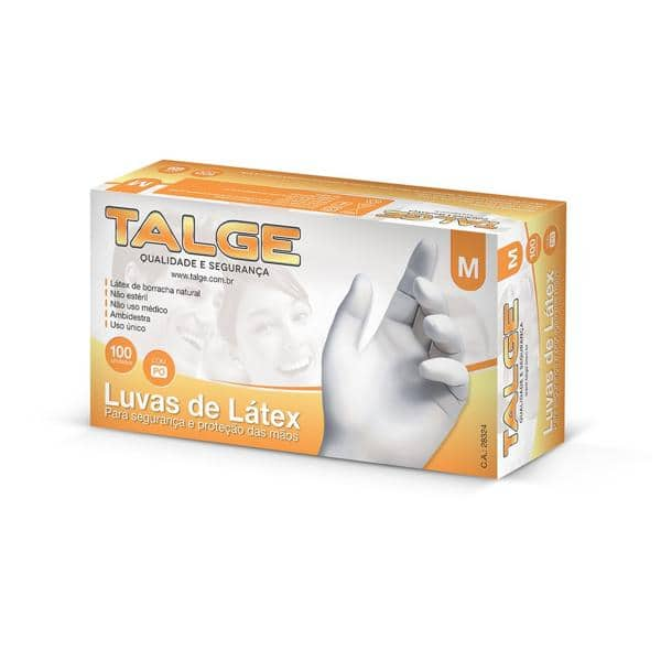 Luva látex descartável natural M Talge CX 100 UN