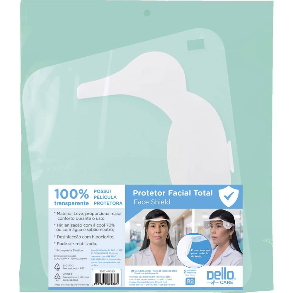Protetor Facial em Pet com Elástico Grosso Desmontado (Face Shield