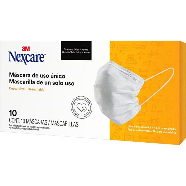 Máscara Descartável Nexcare - 10 unidades - CX 10 UN