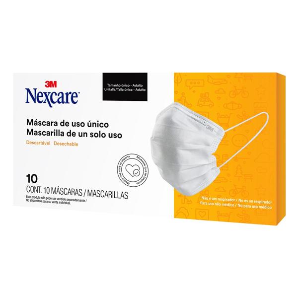 Máscara Descartável Nexcare - 10 unidades - CX 10 UN