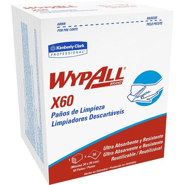 Pano de limpeza WypAll X60 - 50 Panos Kimberly PT 1 UN