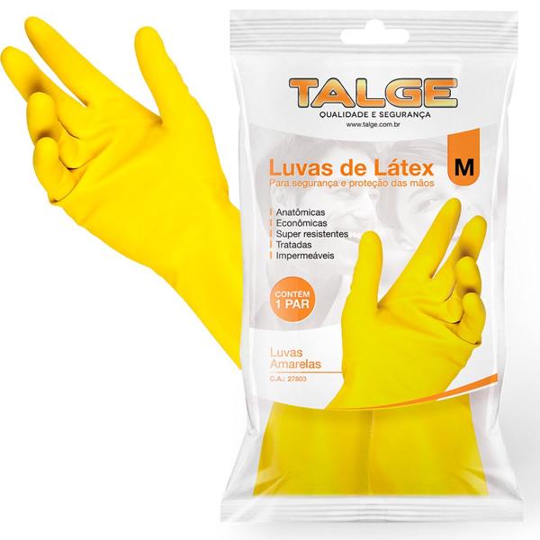 Luva látex amarela, M, 5557, Talge - 1 UN