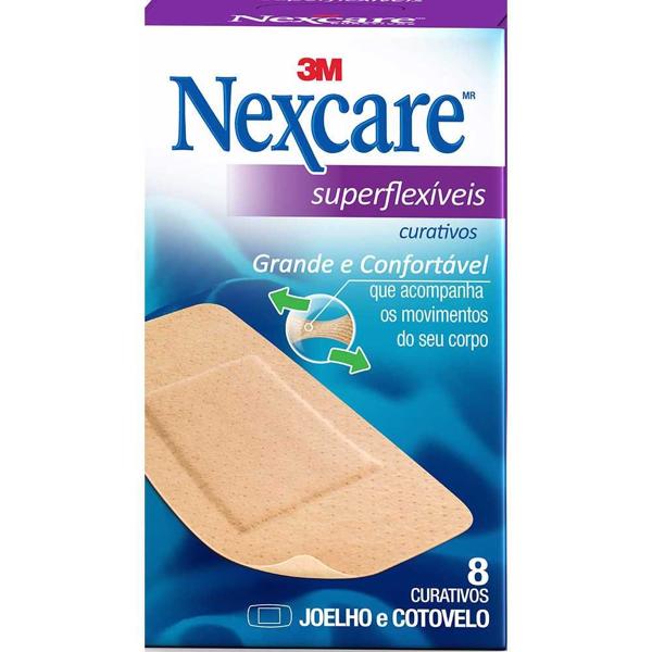 Curativos Superflexíveis Nexcare Joelho e Cotovelo - 8 unidades - PT 1 UN