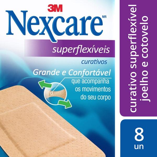 Curativos Superflexíveis Nexcare Joelho e Cotovelo - 8 unidades - PT 1 UN