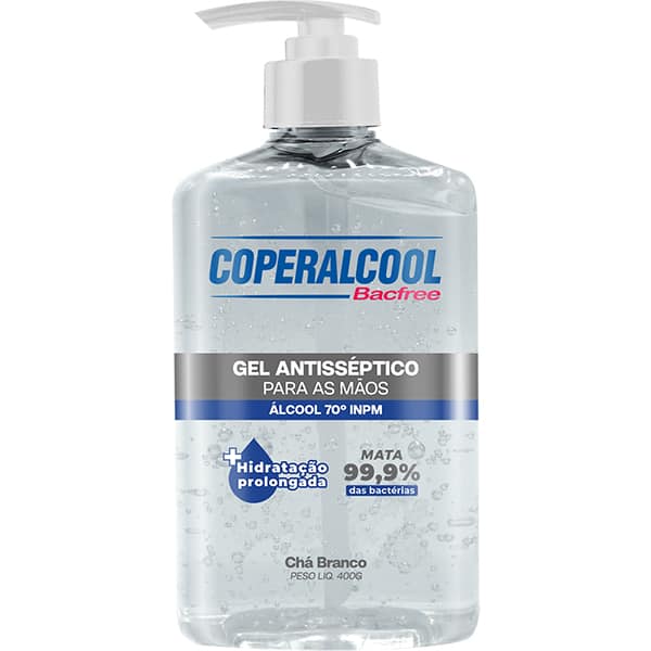 Álcool em gel antisséptico Bacfree chá branco, 400g, 517, Coperalcool - PT 1 UN Álcool em gel antisséptico Bacfree chá branco, 400g, 517, Coperalcool - PT 1 UN