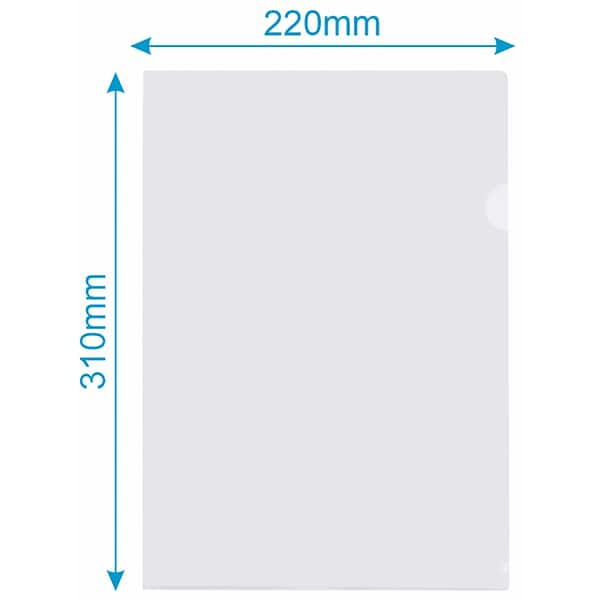 Pasta L, A4, Pacote com 10 unidades, Plástica, L15A4, Escolar Office, Transparente, Plascony PT 10 UN