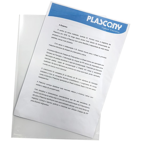Pasta L, Ofício, Pacote com 10 unidades, Plástica, L15OF, Escolar Office, Transparente, Plascony PT 10 UN