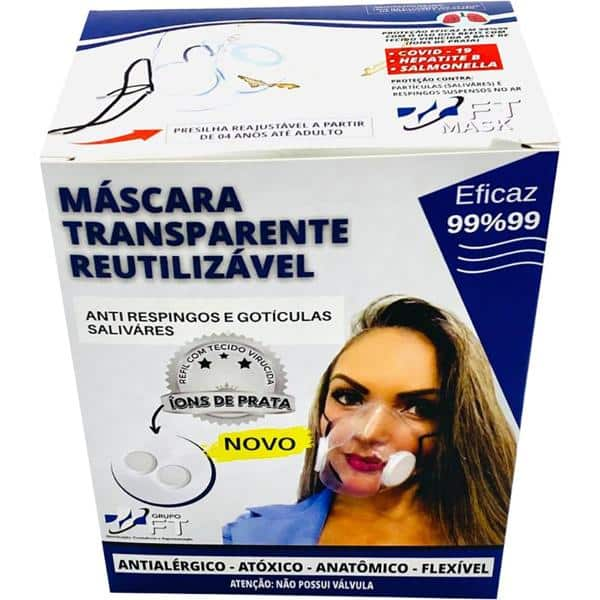 Máscara reutilizável transparente FT00116 Ft Distribuidora e R UN 1 UN