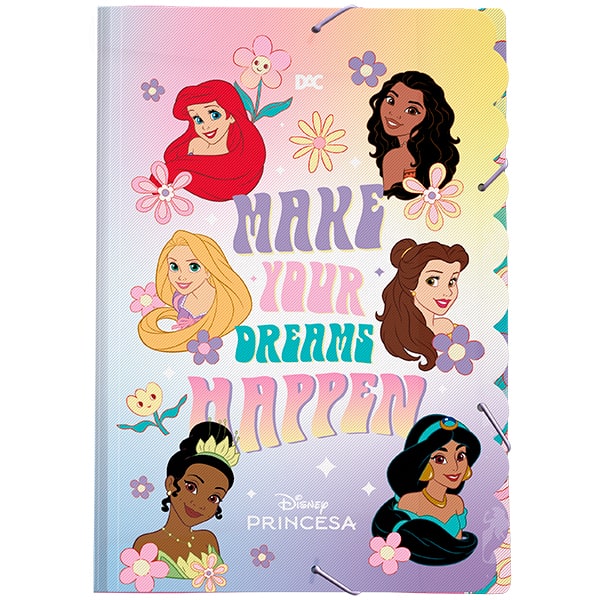 Pasta com elástico em polipropileno, A4, Princesas Disney, 5455, DAC - PT 1 UN