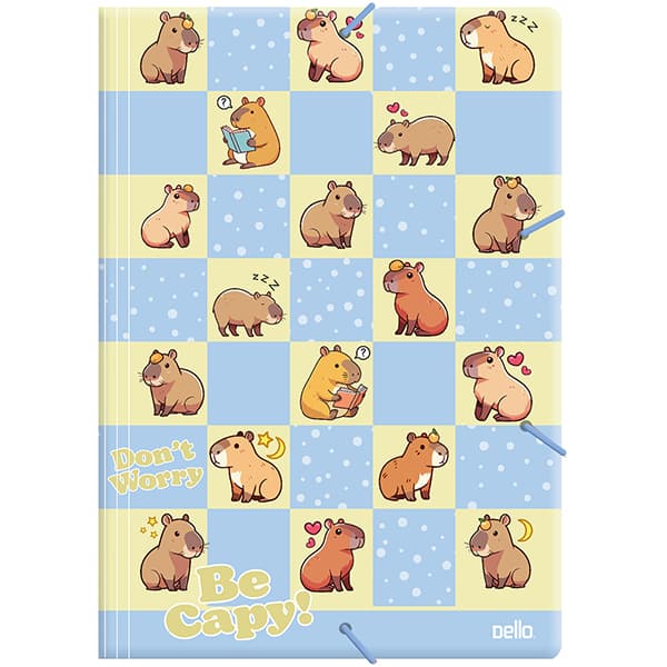 Pasta com elástico, A4, Capivara, Be Capy, Azul, Dello - PT 1 UN