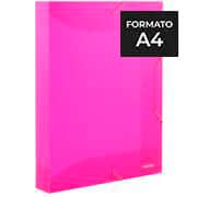 Pasta com elástico, polipropileno, A4, Neon, Rosa, Transparente, A40 PAL-01301, Plascony - PT 1 UN