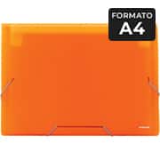 Pasta sanfonada plástica A4 com 6 divisórias, Laranja, PAL-01372, Plascony - PT 1 UN