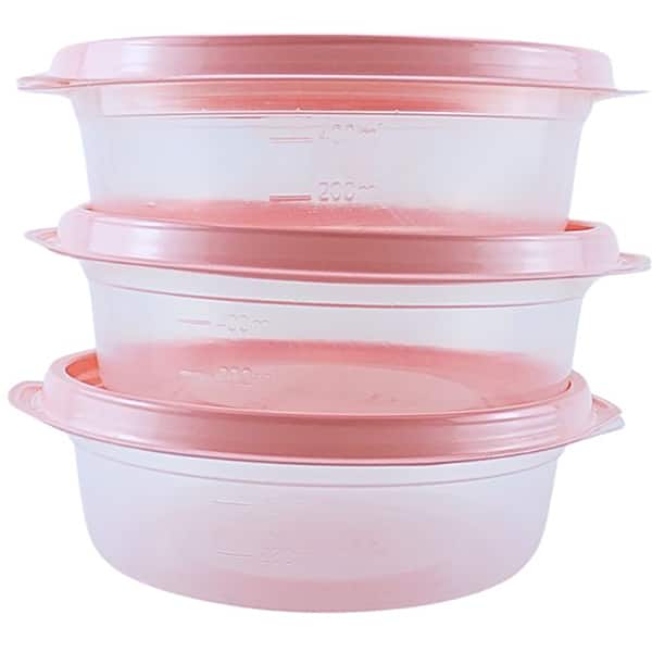 Pote plástico com 3 unidades, 600ml, Rosa, TR600C, RSP, Plascony - PT 3 UN