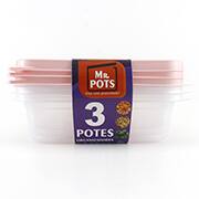 Pote plástico com 3 unidades, 700ml, Rosa, TQ700C RSP, Plascony - PT 1 UN