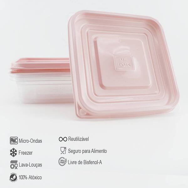 Pote plástico com 3 unidades, 700ml, Rosa, TQ700C RSP, Plascony - PT 1 UN