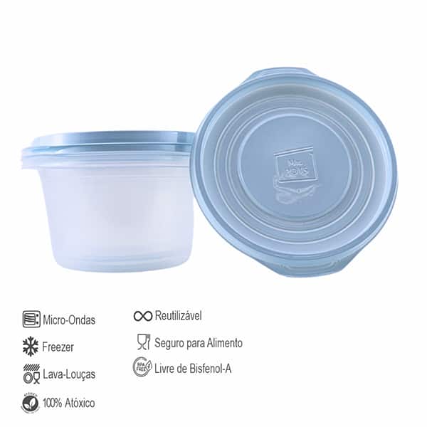 Pote plástico com 3 unidades, 1,1L, Azul, TR1100C AZ, Plascony - PT 1 UN