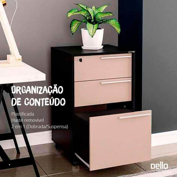 Pasta Suspensa Colorida Plastificada Home Office com Visor Etiqueta e Grampo Plástico Fixador, Preto, Dello - PT 6 UN