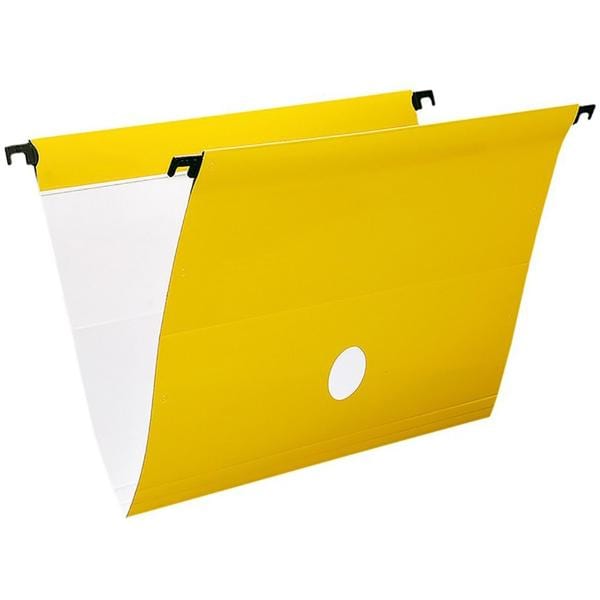 Pasta Suspensa Colorida Plastificada Home Office com Visor Etiqueta e Grampo Plástico Fixador, Amarelo, Dello - PT 6 UN