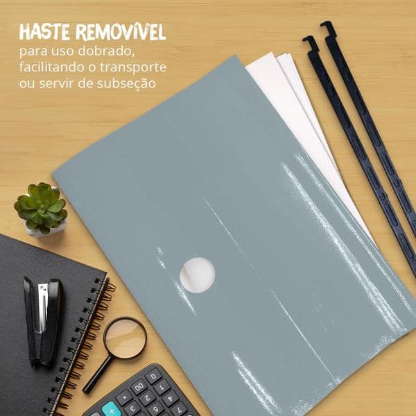 Pasta Suspensa Colorida Plastificada Home Office com Visor Etiqueta e Grampo Plástico Fixador, Prata, Dello - PT 6 UN