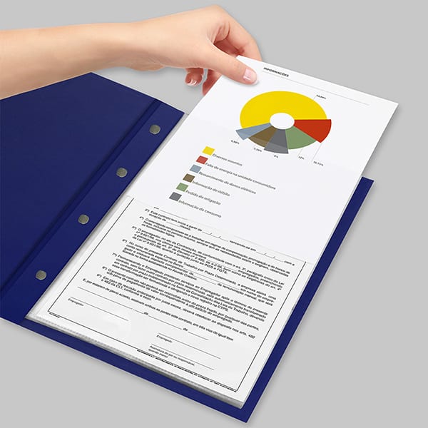 Pasta catálogo com 10 envelopes, ofício, Azul, 2552072, Spiral - PT 1 UN