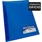 Pasta catálogo com frente transparente, 10 envelopes, Azul, A4, 7620, Plastpark - PC 1 UN