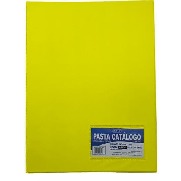 Pasta catálogo com visor, 50 envelopes, Amarelo, Ofício, 7823, Plastpark - PC 1 UN