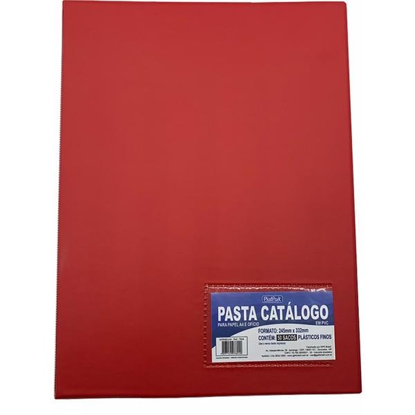 Pasta catálogo com visor, 50 envelopes, Vermelho, A4, 7824, Plastpark - PC 1 UN