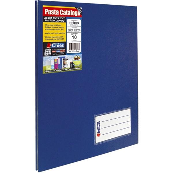 Pasta catálogo com 10 envelopes ofício azul royal com colchete 2534-5 Chies PT 1 UN