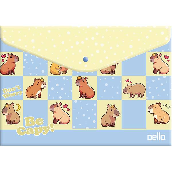 Pasta documento A4 fecho botão, Capivara, Be Capy, Azul, Dello - PT 1 UN