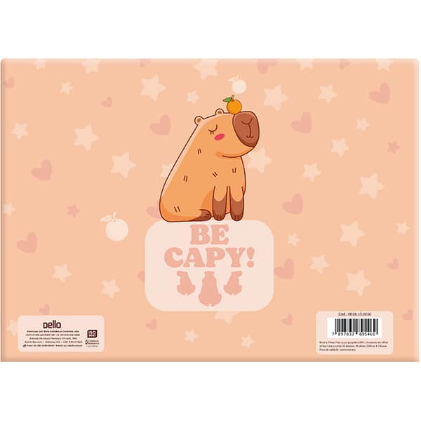Pasta documento A4 fecho botão, Capivara, Be Capy, Laranja, Dello - PT 1 UN