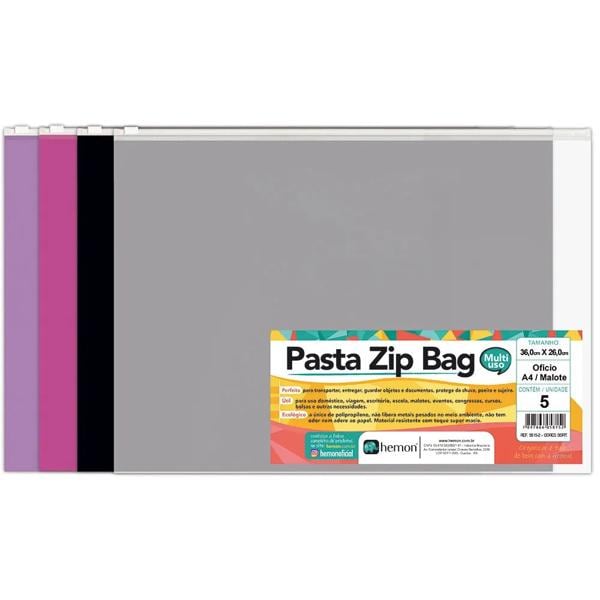 Pasta Zip bag, ofício, malote, sortido, 5815, Chies - PT 5 UN