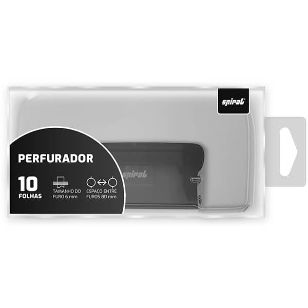 Perfurador de papel 2 furos, para até 10 folhas, Branco, 4961, Spiral - CX 1 UN