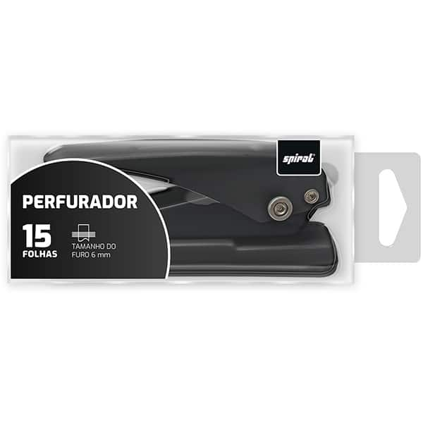 Perfurador de papel 1 furo, para até 15 folhas, Preto, 3194, Spiral - BT 1 UN