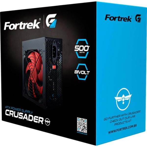 Fonte ATX 500w, Crusader, Bivolt, 76955, Fortrek - CX 1 UN