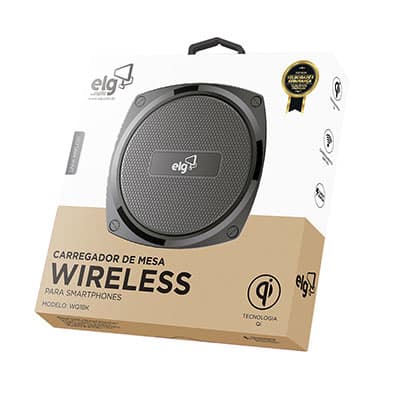 Carregador Wireless para dispositivos com tecnologia Qi, Preto, WQ1BK, ELG - CX 1 UN