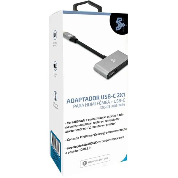 Adaptador USB-C p/ HDMI 4k 7454 5+ BT 1 UN