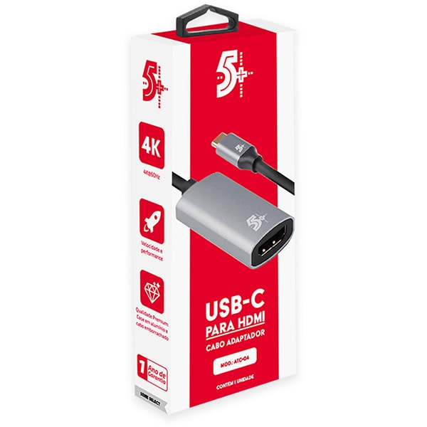 Adaptador USB-C p/ HDMI 4k femea 7455 5+ BT 1 UN