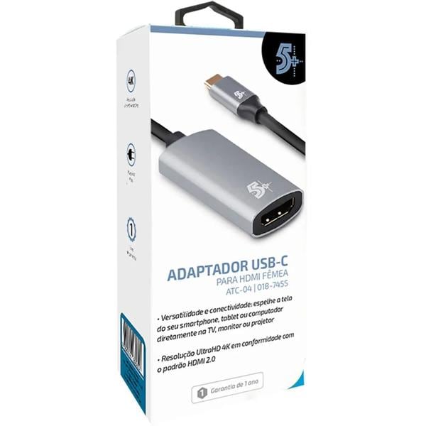 Adaptador USB-C p/ HDMI 4k femea 7455 5+ BT 1 UN