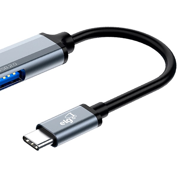 Hub USB-C 4 portas 3.0, Preto, HUB41A, Elg - CX 1 UN